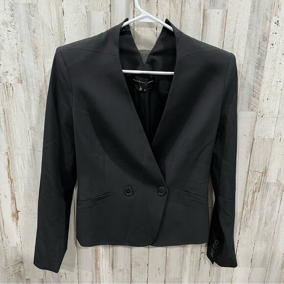 Theyskens’ Theory Black Blazer Structured “Justed” Wool Silk Womens Size 2 - Picture 1 of 10